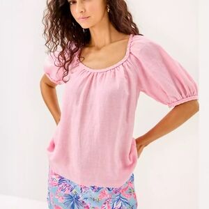 Lilly Pulitzer Pink Puff Sleeve Blouse